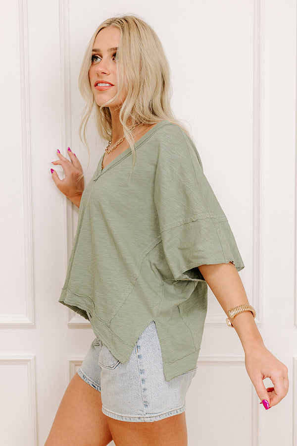 Keeping It Casual Heathered Tee in Sage