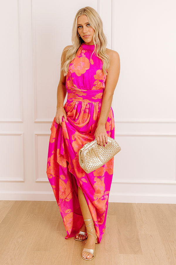 glam maxi dress Blue Plunge Neck Maxi Dress with Tie Back for Vacation