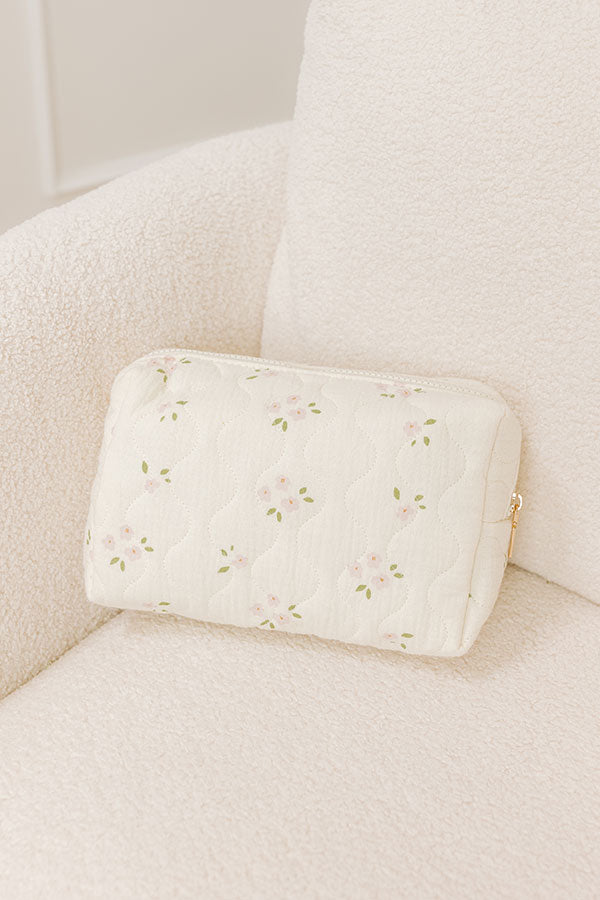 Girl On The Go Quilted Cosmetic Bag in Floral Print