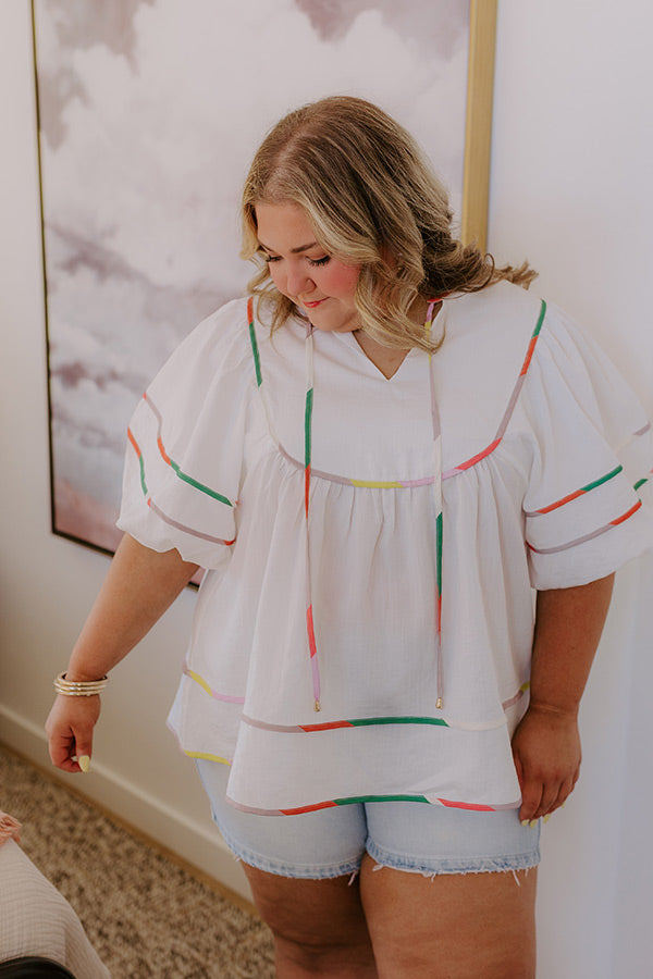 Stroll Through Town Square Top Curves in White Curves