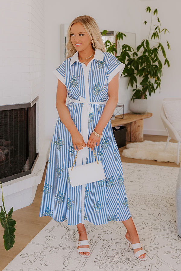 Eucalyptus Fields Button Down Midi Dress white Garden Glam Earrings in White 