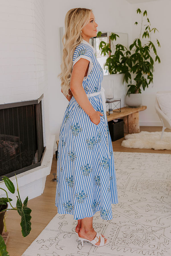 Eucalyptus Fields Button Down Midi Dress pink Pretty Petals Drop Earrings in Pink 