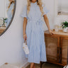  sky blue Sweet Energy Stripe Midi Dress in Sky Blue 