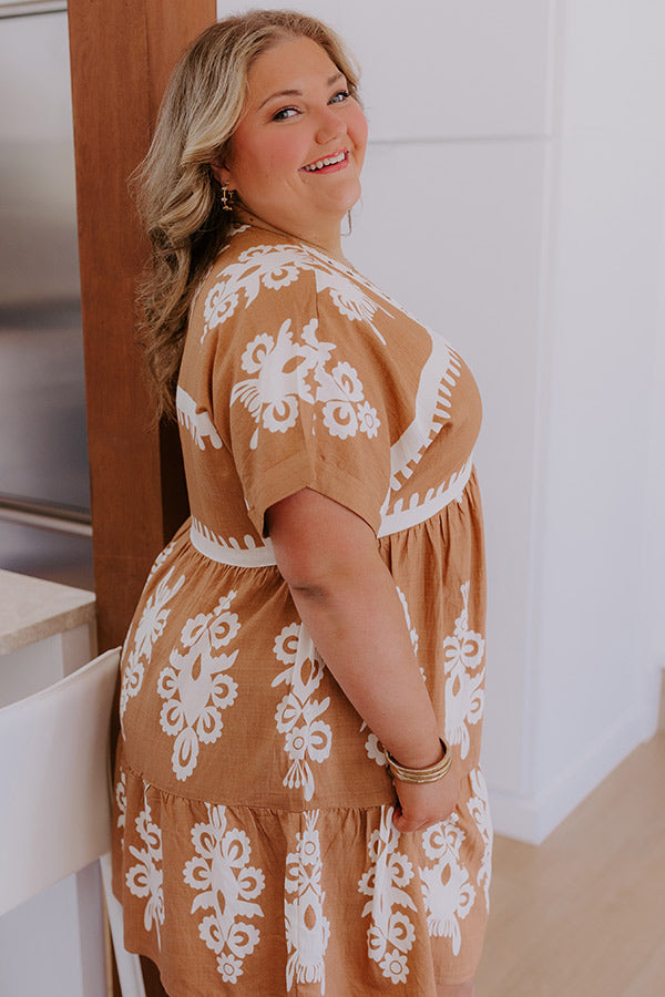Resort Chic Mini Dress in Camel Curves 1XL / Camel Resort Chic Mini Dress in Camel Curves 1XL / Camel