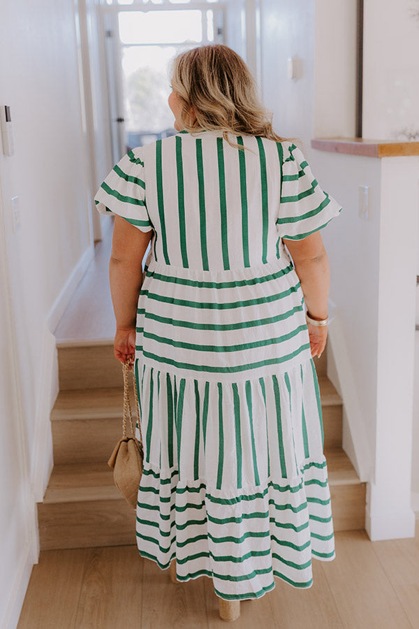 Favorite Story Line Stripe Maxi Dress in Green Curves Favorite Story Line Stripe Maxi Dress in Green Curves