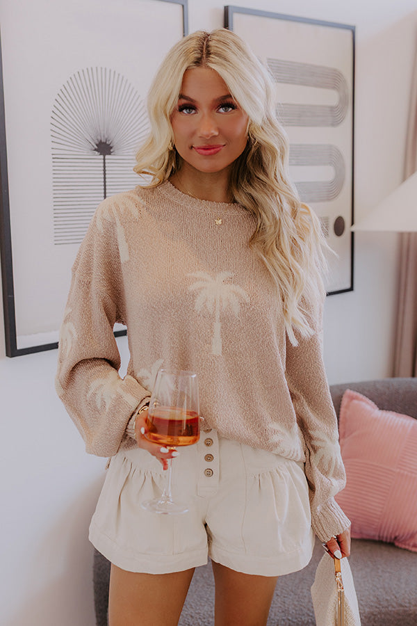 Palms Away Knit Sweater in Mocha