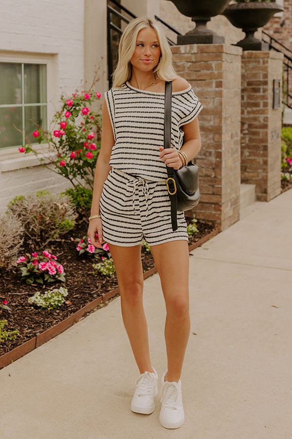 Dockside Cutie Stripe Romper in Black Image 1