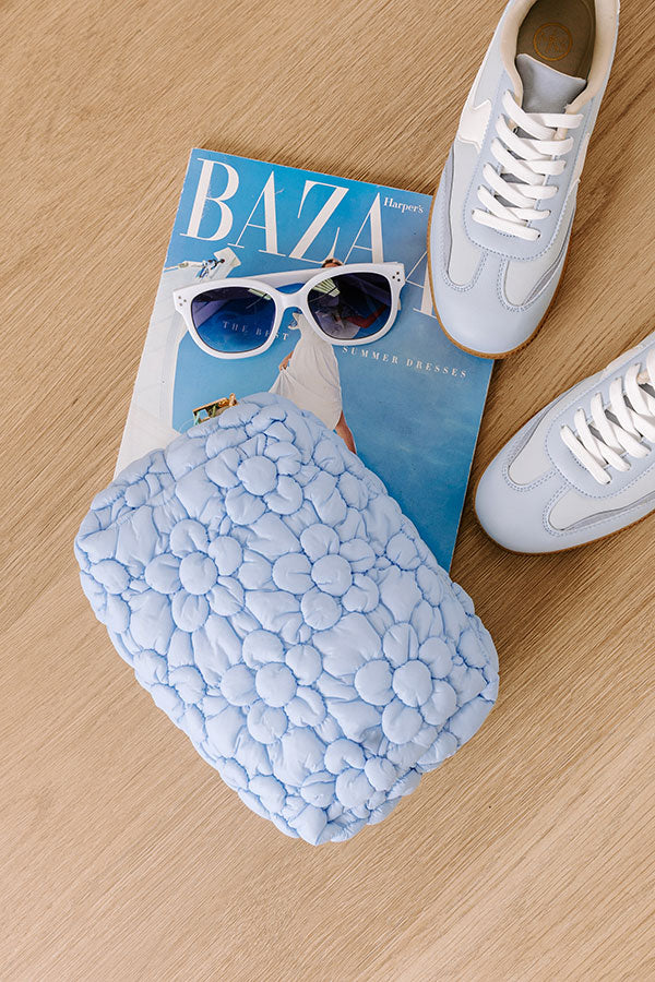 The Flora Puffer Cosmetic Bag in Sky Blue Image 1