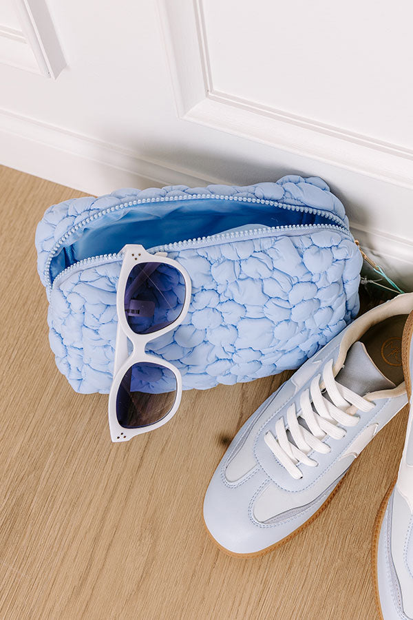 The Flora Puffer Cosmetic Bag in Sky Blue Image 2