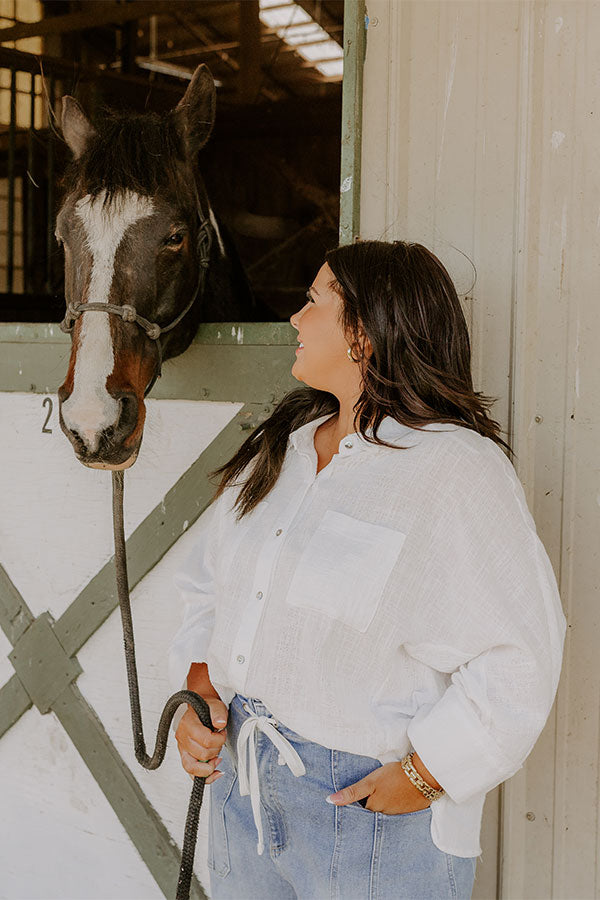 Seaside Breeze Linen-Blend Button Up Curves   