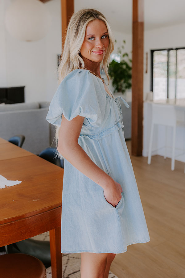 Bistro Cutie Denim Romper in Light Wash   