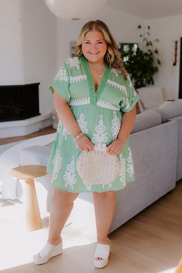 Resort Chic Mini Dress in Green Curves 2XL / Green Resort Chic Mini Dress in Green Curves 2XL / Green
