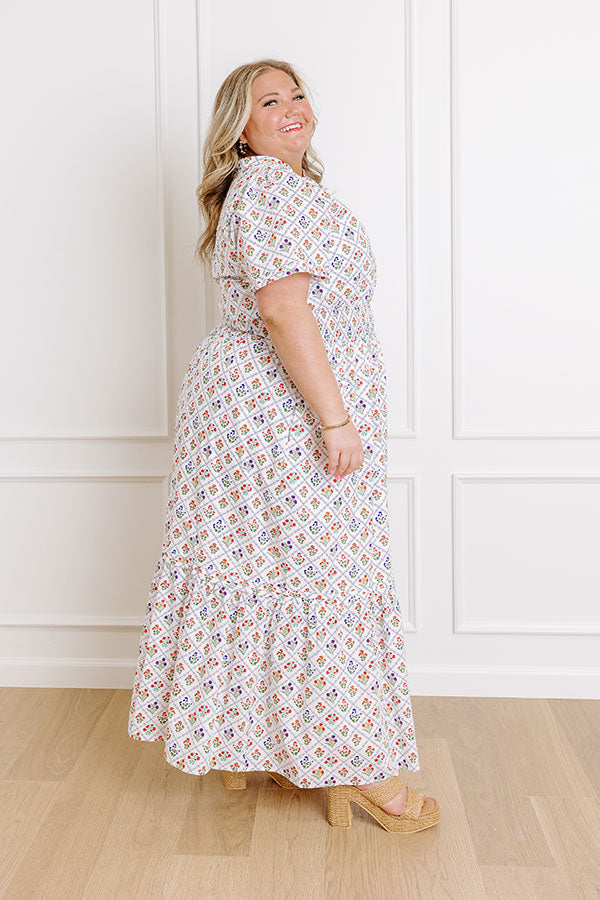 Brunch Babe Floral Maxi Dress in White Curves 1XL / White Brunch Babe Floral Maxi Dress in White Curves 1XL / White