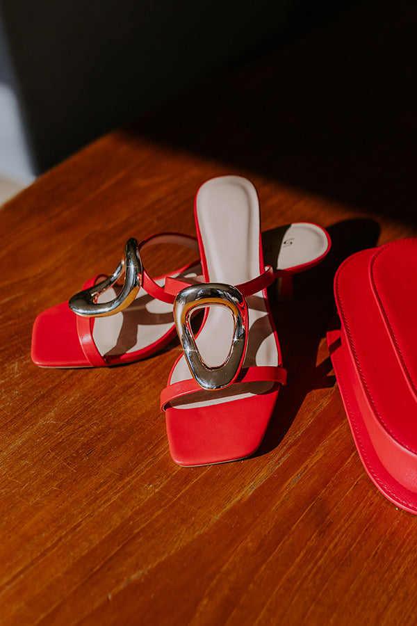 The Stella Faux Leather Heel in Red