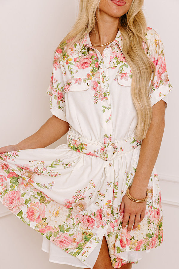 Garden Party Chic Button Down Mini Dress in White L / White Garden Party Chic Button Down Mini Dress in White L / White