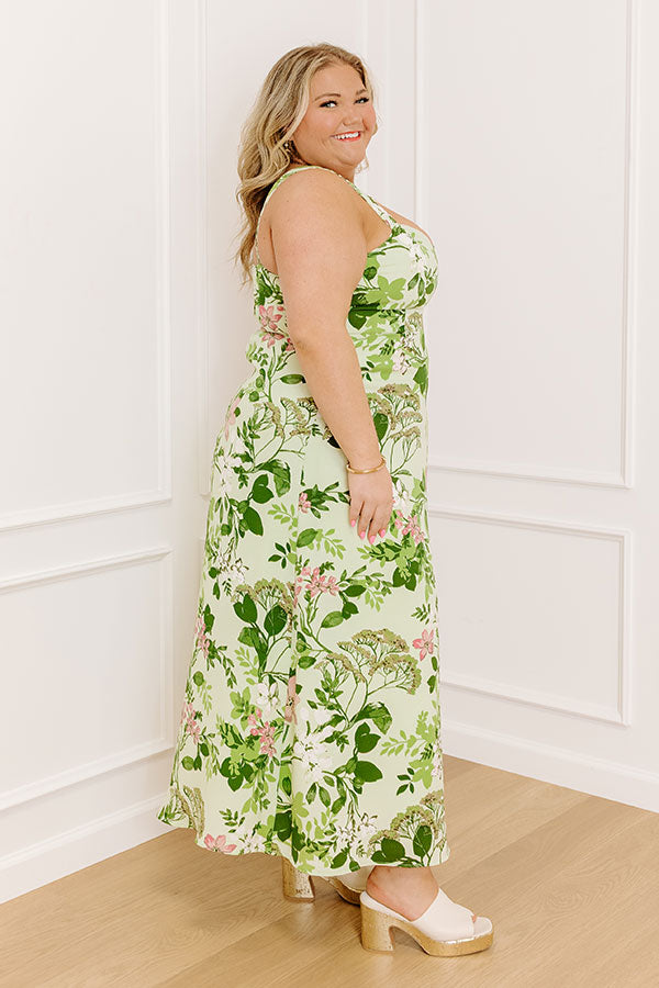 Small Town Charm Floral Maxi Dress in Green Curves 1XL / Green
