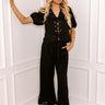 Vineyard Villa High Waist Embroidered Pants in Black Image 1