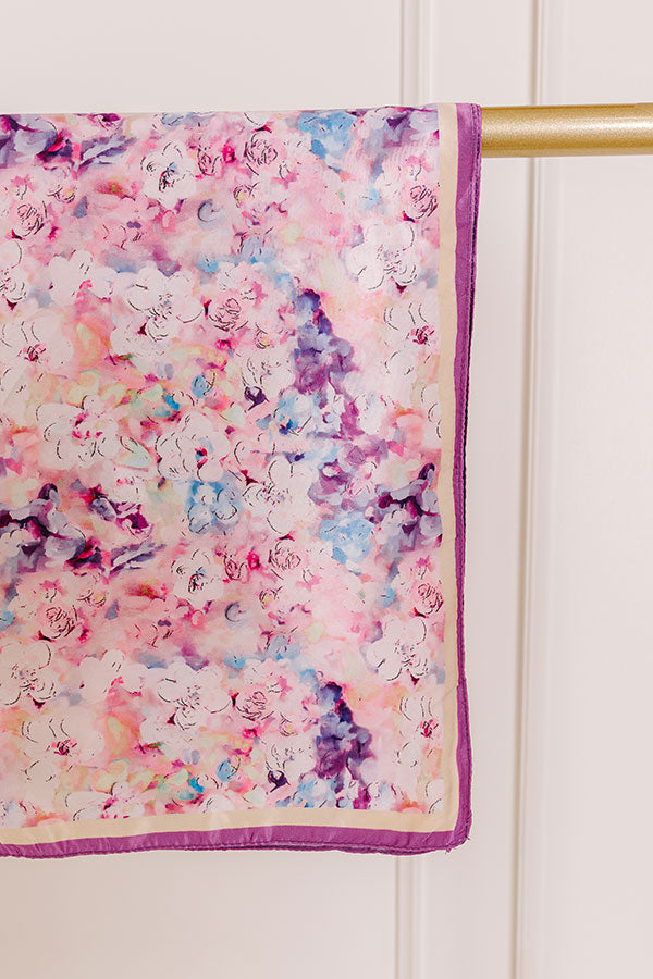 Fresh Blooms Satin Hair Scarf in Lavender Image 1