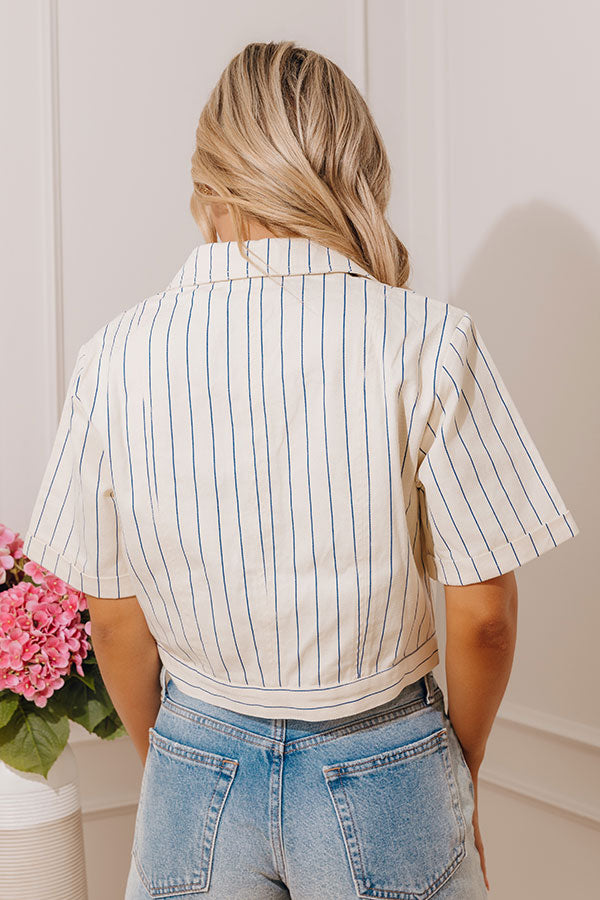 Yacht Party Stripe Denim Top Image - 5