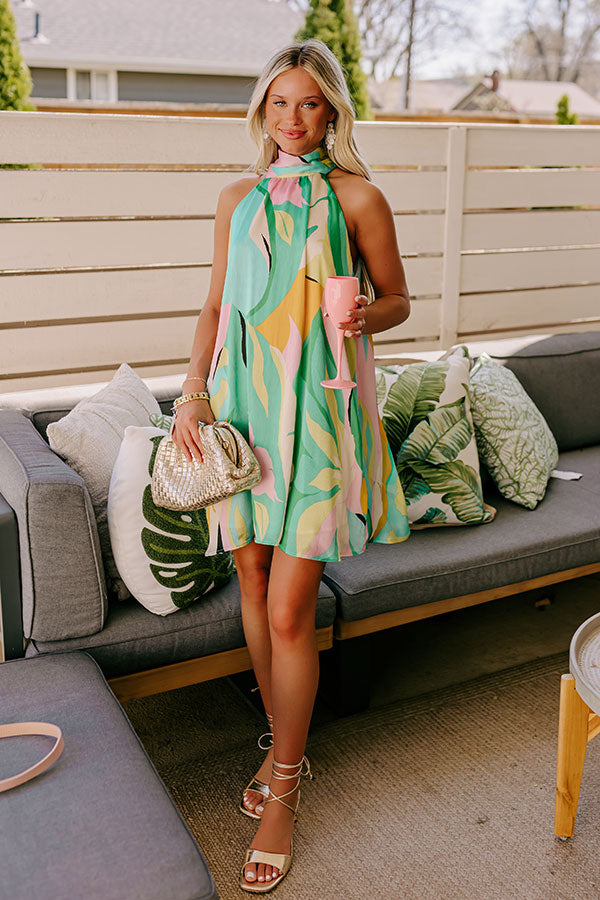 Cocktails After Chit Chat Mini Dress in Green Image 1