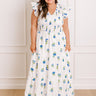 Gleaming Smile Floral Smocked Midi Dress in White Curves Image 1