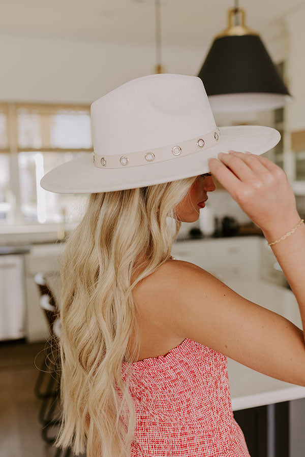 Uptown Charm Faux Suede Fedora in Ivory Image 1