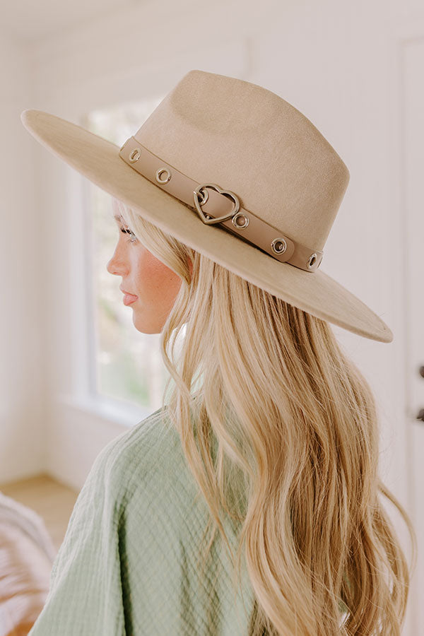 Uptown Charm Faux Suede Fedora in Beige Image 1