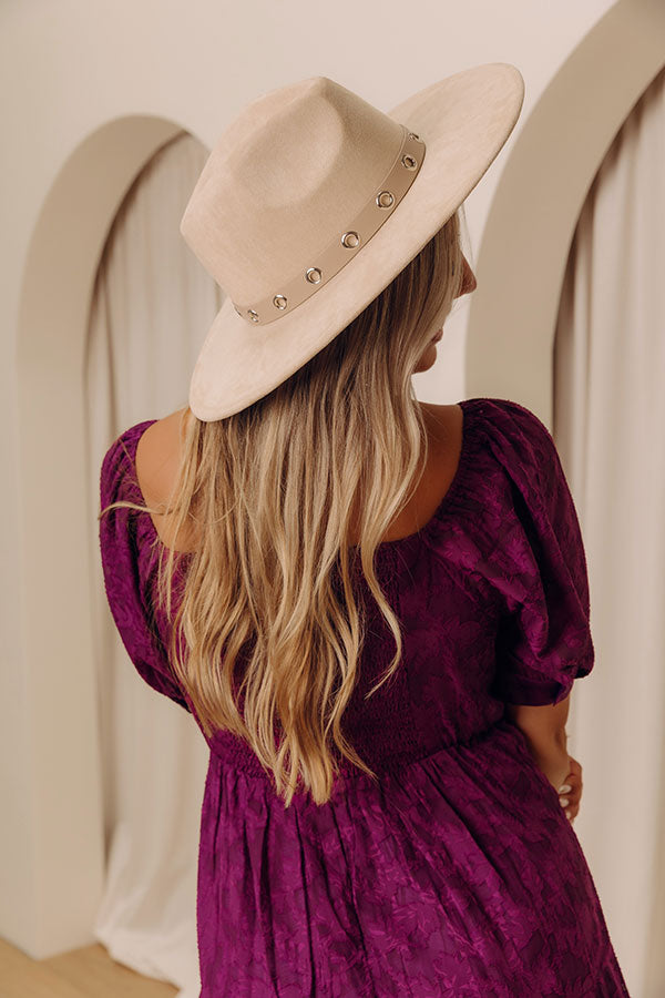 Uptown Charm Faux Suede Fedora in Beige