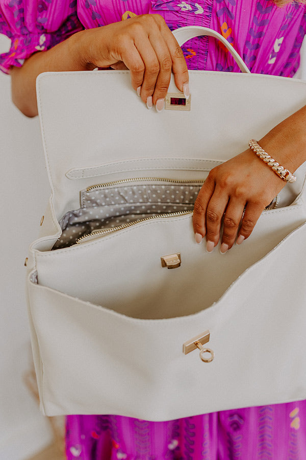 NYC Chic Faux Leather Tote in Ivory Image 3   