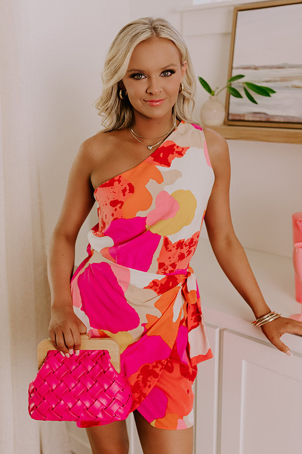 Baja Holiday One Shoulder Mini Dress in Pink Baja Holiday One Shoulder Mini Dress in Pink