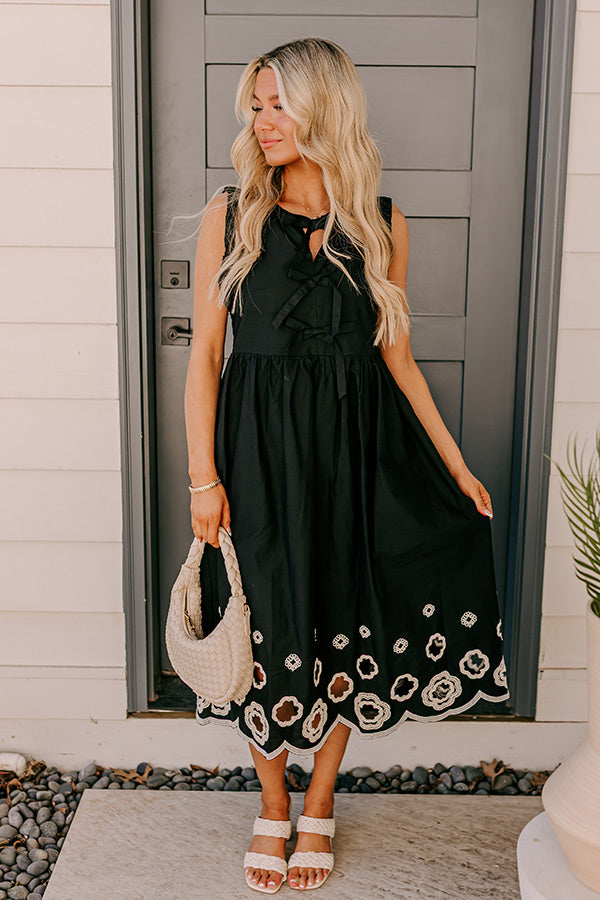 black embroidered midi dress Allison Embroidered Midi Dress Black