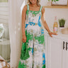 Cruise Ready Floral Wide Leg Jumpsuit in Green Image 1