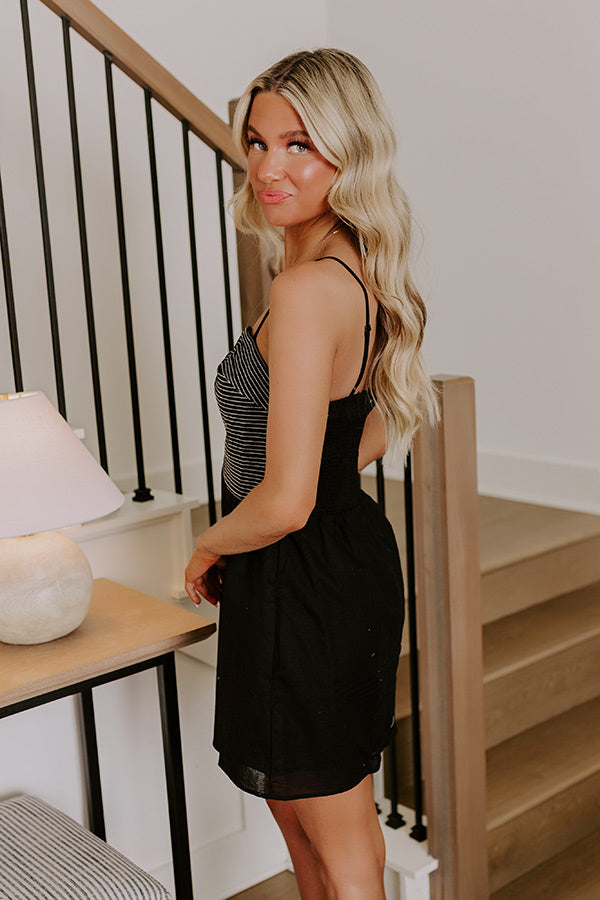 Miami Happy Hour Linen-Blend Mini Dress in Black L / Black Miami Happy Hour Linen-Blend Mini Dress in Black L / Black