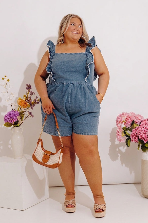 Darling Gaze Denim Romper Curves Image - 1
