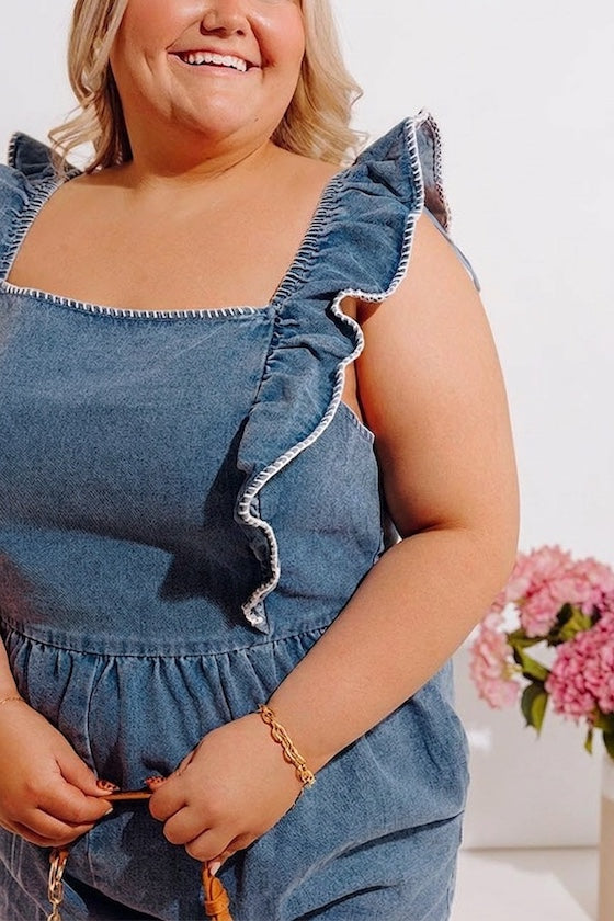Darling Gaze Denim Romper Curves Image - 5