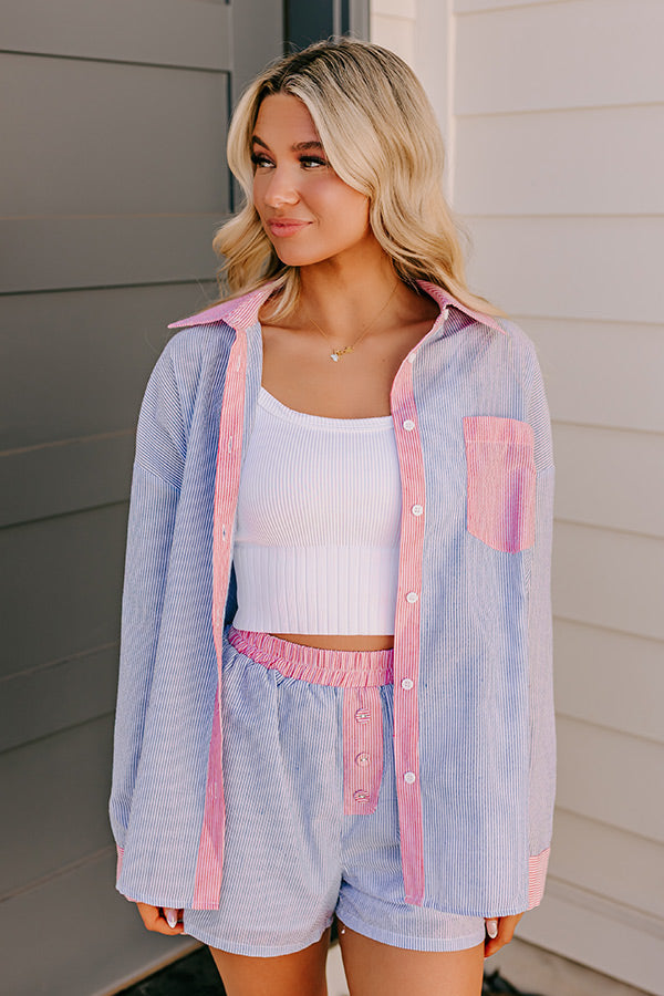 Dockside Dreaming Oversized Stripe Button Up