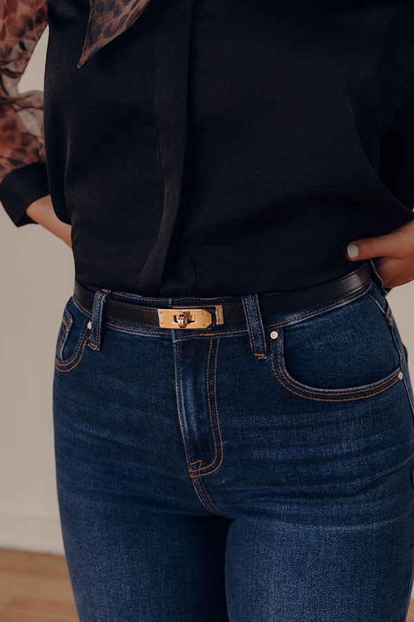 Final Touch Faux Leather Belt in Black