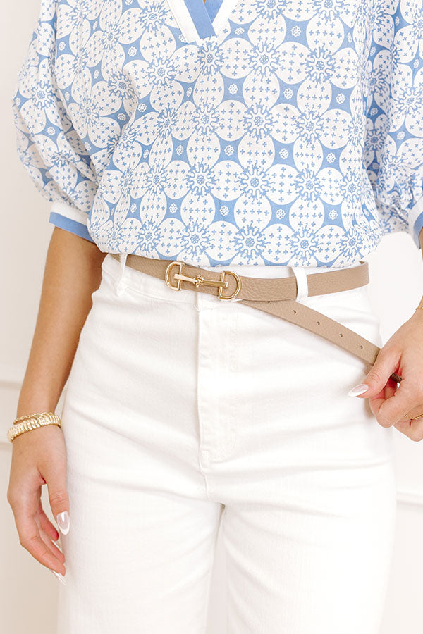Casual Moment Faux Leather Belt in Warm Taupe Image 1