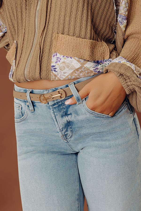 Casual Moment Faux Leather Belt in Warm Taupe