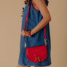 Alise Faux Leather Woven Crossbody in Red Image - 1