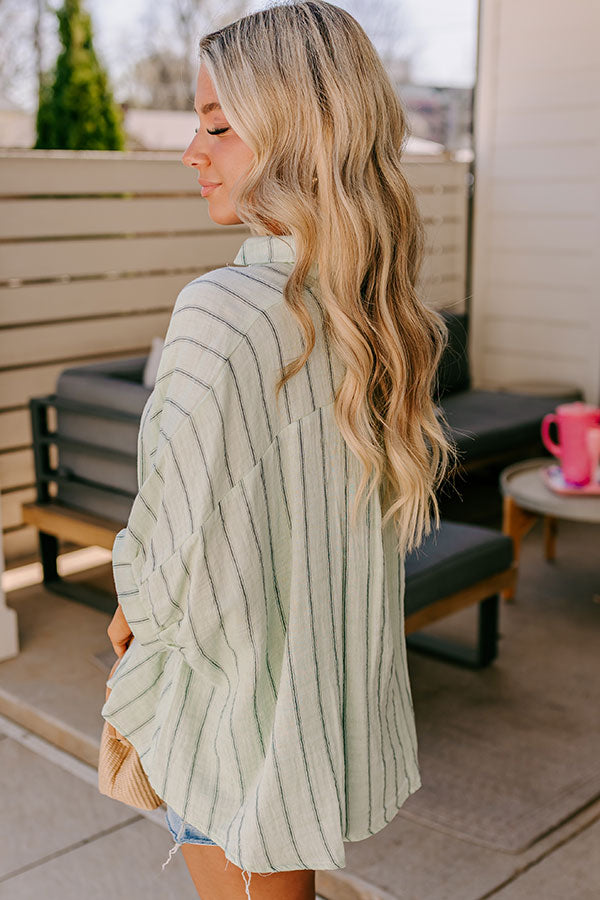 Sea Breeze Oversized Button Up in Mint Image 4   