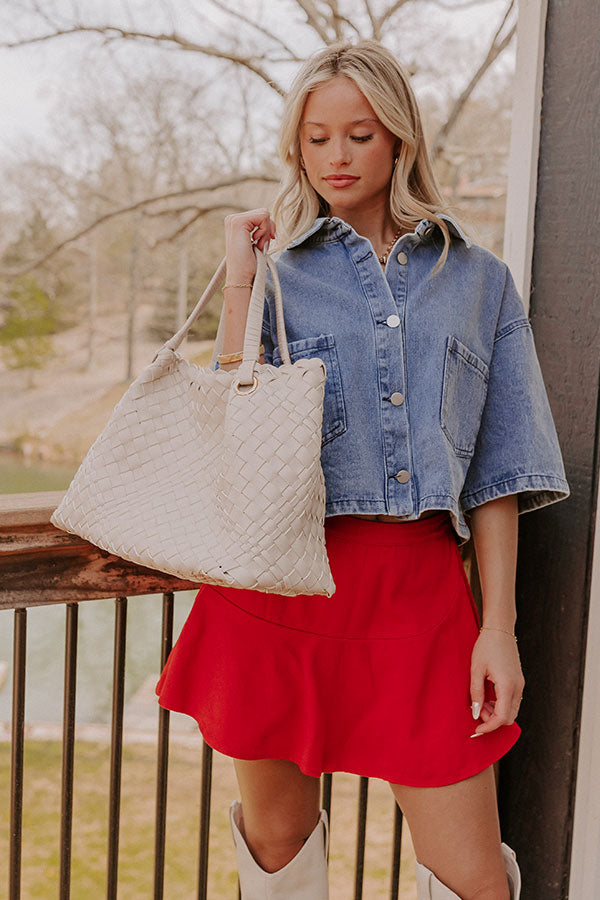 Soho Lifestyle Faux Leather Woven Tote Image 1