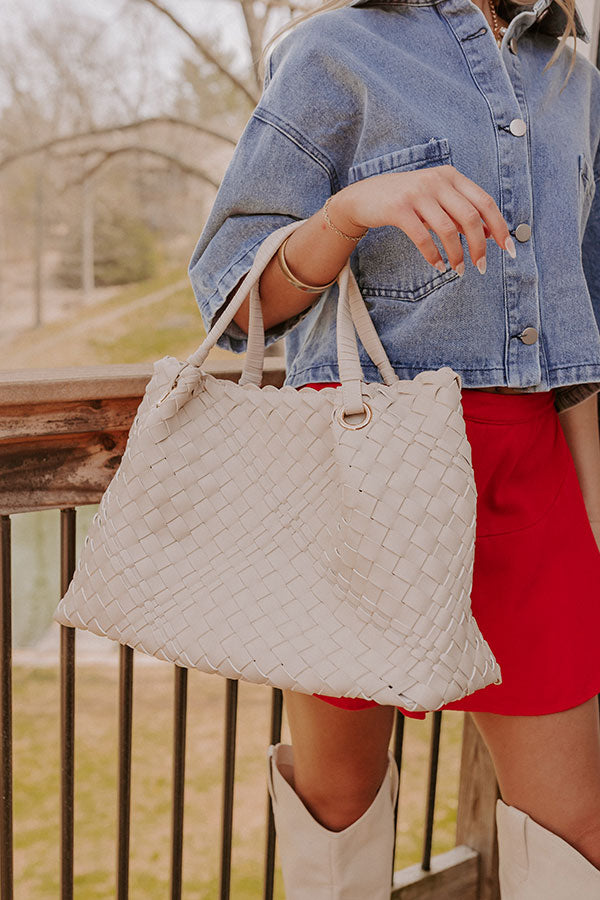 Soho Lifestyle Faux Leather Woven Tote Image 2