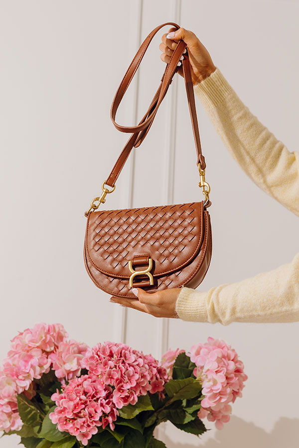 Alise Faux Leather Woven Crossbody in Brown Image - 1