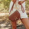Alise Faux Leather Woven Crossbody in Brown Image - 1