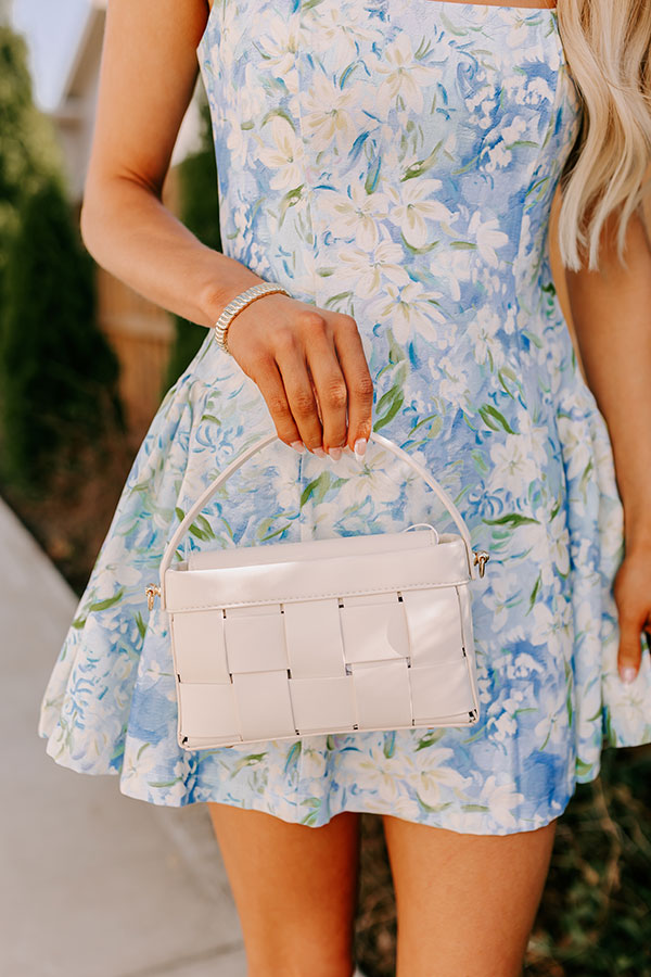 Aurora Faux Leather Woven Purse in Cream