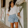 The Allison High Waist Floral Shorts Curves Image 1 blue The Allison High Waist Floral Shorts Curves 