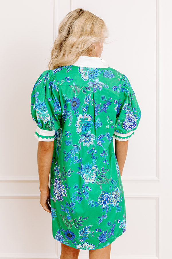 Sunday Chic Floral Mini Dress in Kelly Green Sunday Chic Floral Mini Dress in Kelly Green