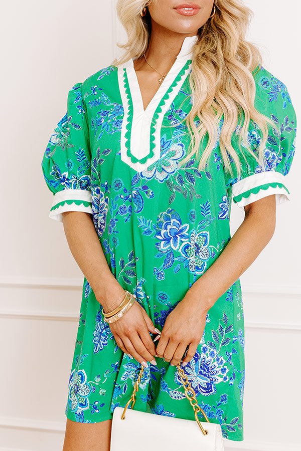 Sunday Chic Floral Mini Dress in Kelly Green Sunday Chic Floral Mini Dress in Kelly Green