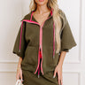 Bistro Cutie Zip Up Sweater in Army Green Image 1
